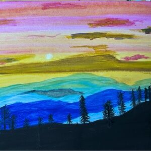 Vibrant Mountain Sunset Canvas